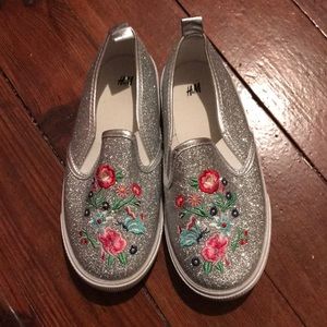 H&M Floral Glitter Slip Ons